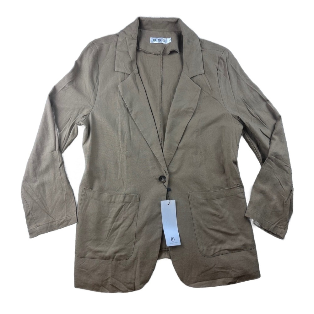 Bar III Blazer Women S Tan Linen Blend Single Button Notch Lapel Academic Work